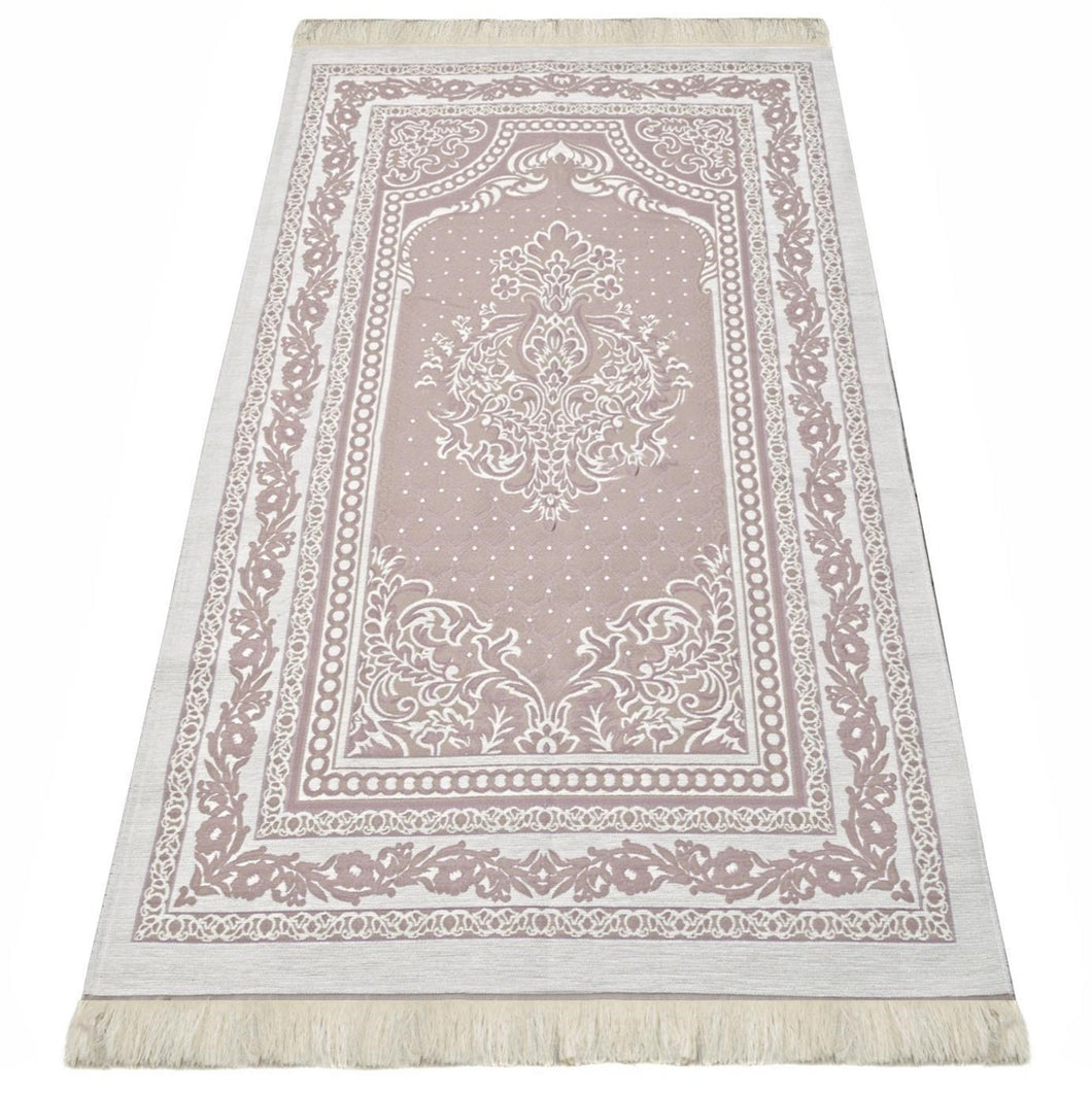 Lux Cotton Pink Prayer Mat , Dainty Gift, Wedding Gift, Anniversary Gift, Prayer Rug, Dowries Janamaz, Muslim Gifts - islamicbazaar