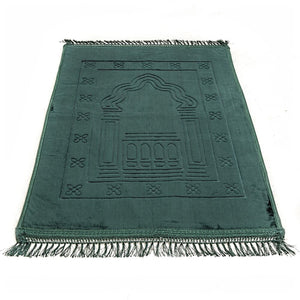 Lux Velvet Plush Green Prayer Mat | Turkish Prayer Mats | Carpet | Wedding Gift | Anniversary Gift | Prayer Rug | Dowries | Janamaz
