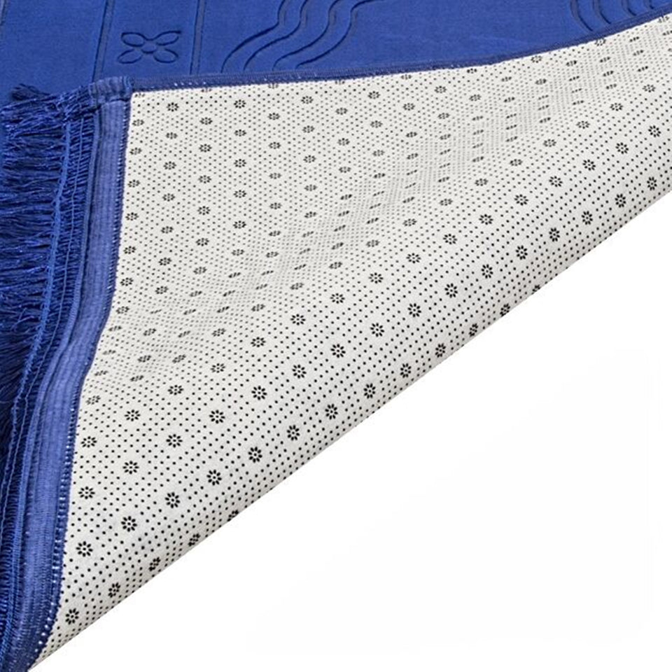 Lux Velvet Plush Blue Prayer Mat | Turkish Prayer Mats | Carpet | Wedding Gift | Anniversary Gift | Prayer Rug | Dowries | Janamaz