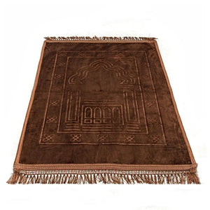 Lux Velvet Plush Light Brown Prayer Mat | Turkish Prayer Mats | Carpet | Wedding Gift | Anniversary Gift | Prayer Rug | Dowries | Janamaz