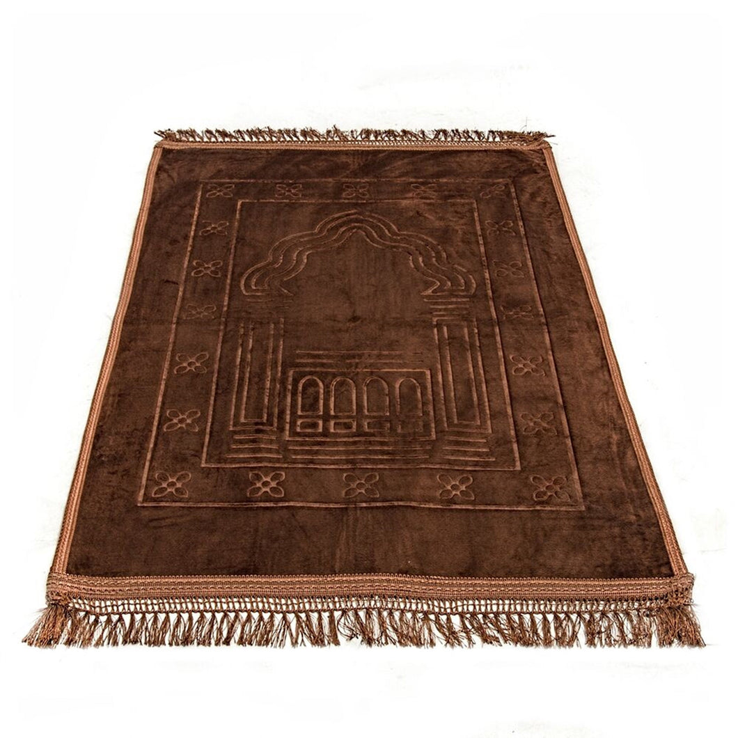 Lux Velvet Plush Light Brown Prayer Mat | Turkish Prayer Mats | Carpet | Wedding Gift | Anniversary Gift | Prayer Rug | Dowries | Janamaz