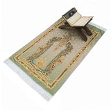 Azra Golden Green Palace Prayer Mat, Prayer Mat with Tasbeeh, Prayer Rug, Bohemian Rug, Turkish Rug, Islamic Gift