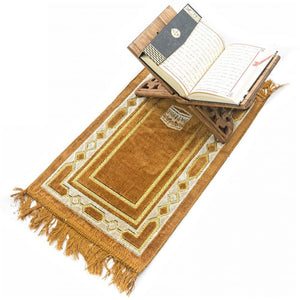 Personalized Prayer Mat for Kids, Light Brown Islamic Praying Rug for Children, Educational Prayer Mat,Janamaz Muslim Child,First Prayer Rug