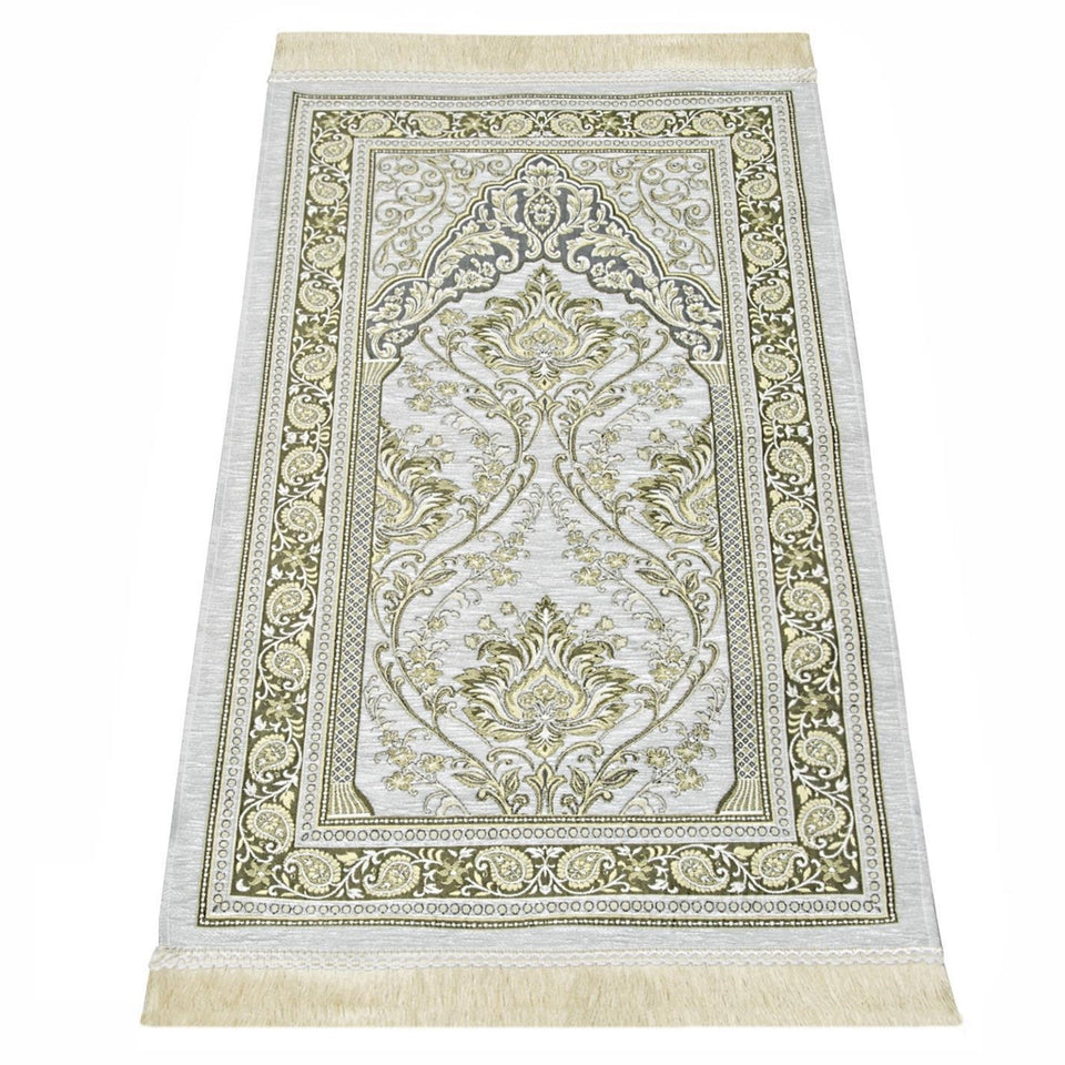 Cream Lux Chenille Personalized Prayer Mat for Kids, Islamic Prayer Rug for Children, Educational Prayer Mat, Muslim Child, First Prayer Rug