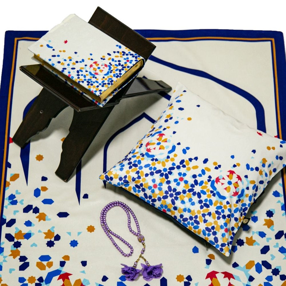 Colorful Delux Special Prayer Mat Set Gift | Quran | Sajadah | Pillowcase | Islamic Gift | Personalized Gift | Tasbeeh Sejadah Set