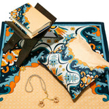 Mandarin Blue Delux Special Prayer Mat Set Gift | Quran | Sajadah | Pillowcase | Islamic Gift | Personalized Gift | Tasbeeh Sejadah Set