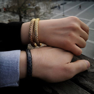 Couples Bracelet with Honeycomb Textured Stones | Silver Plated Bronze Bracelets | Valentines Day Gift | Couple Bracelets | Ideal gift
