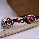 Sultanate Turkish Flag Silver Bracelet and Ring Set, Sterling Silver, Silver Jewelry for Men, Silver Bracelet, Gift for Him, Ramadan Gift