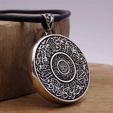Double Sided Circle Medallion, Handmade 925 Sterling Silver Medallion, Necklace, Silver Pendant , Embroidered Jewelry, Gift for Muslim