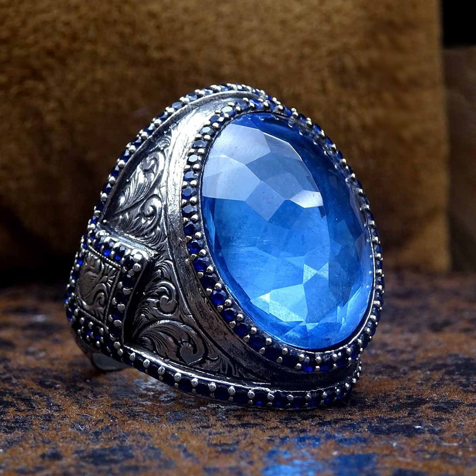 Srebrni prsten safir Topaz, Idealan poklon, Nakit, Poklon za nju, Prsten od srebra, Pokloni za mladenku, Poklon za mladenku