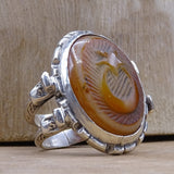 Silver Agate Ring | 925 Sterling Silver Ring | Mens Stacking Ring | Gift for Him | Ramadan Gifts