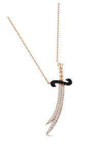 Handmade Rose Gold Plated 925 Sterling Silver Zulfiqar Necklace, Dhulfaghar, Zolfaaghar, Dhu al-Fiqar, Dhu l-faqar