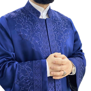 Blue Ajyad Fortress Mens Prayer Jubbah, Traditional Anatolian Thobe, Elegant Mens Wear Kurta, Muslim Mens Clothing Plain Disdash, Thawb