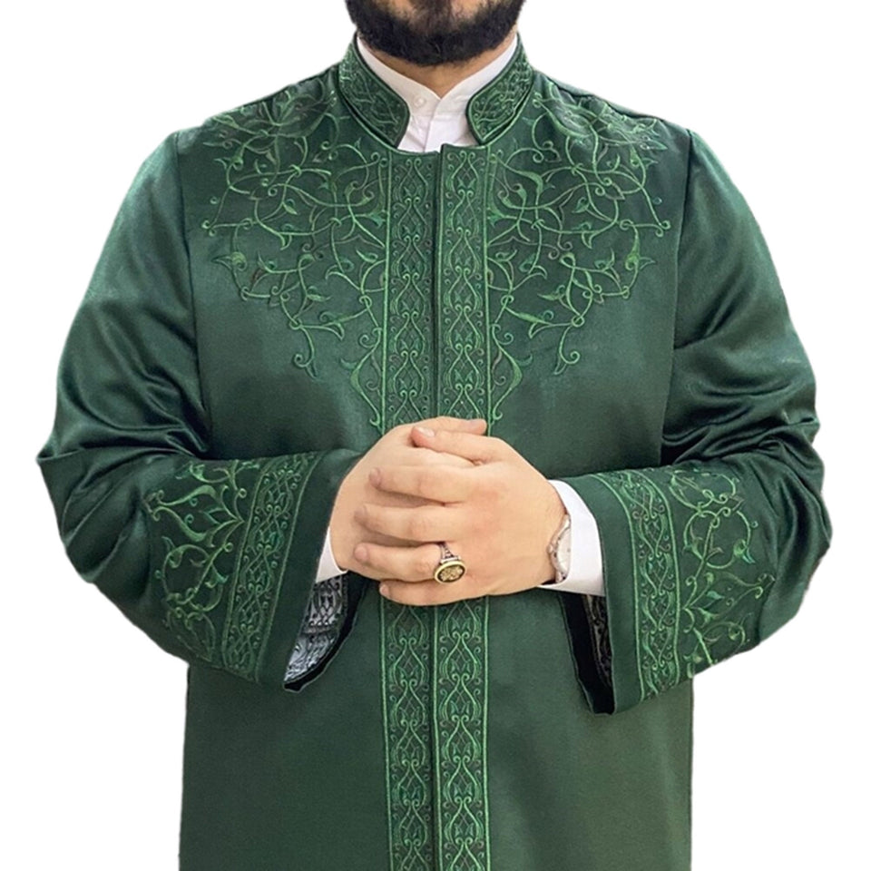 Green Ajyad Fortress Mens Prayer Jubbah, Prayer Robe, Traditional Anatolian Thobe, Elegant Mens Wear Kurta, Muslim Mens Clothing, Thawb