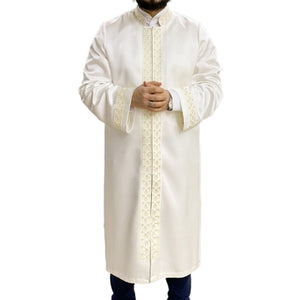 Cream Azeem Mens Prayer Jubbah, Prayer Robe, Traditional Anatolian Thobe, Elegant Mens Wear Kurta, Muslim Mens Clothing, Thawb