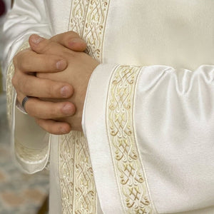 Cream Azeem Mens Prayer Jubbah, Prayer Robe, Traditional Anatolian Thobe, Elegant Mens Wear Kurta, Muslim Mens Clothing, Thawb