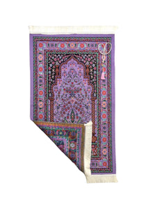 Little Flowers Prayer Mat, Purple Prayer Mat with Tasbeeh, Prayer Rug, Muslim Janamaz, Namaz Rug, Musallah, Islamic Gift