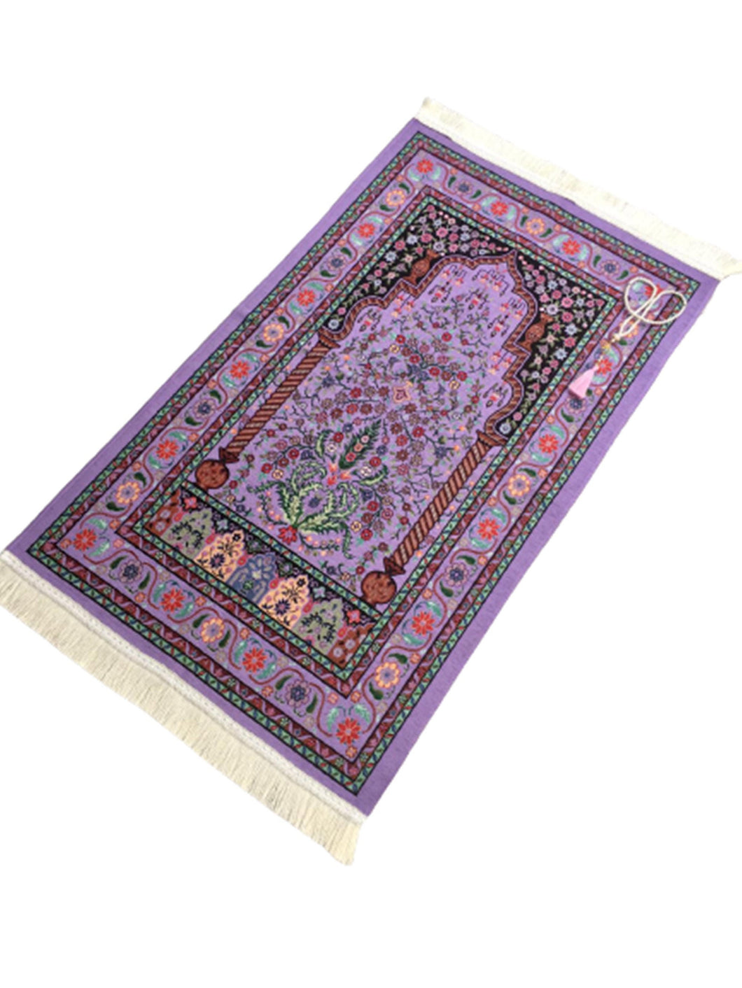 Little Flowers Prayer Mat, Purple Prayer Mat with Tasbeeh, Prayer Rug, Muslim Janamaz, Namaz Rug, Musallah, Islamic Gift