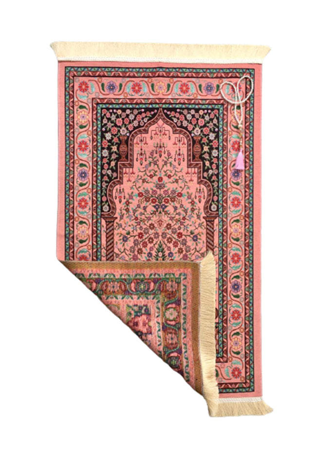 Little Flowers Prayer Mat, Pink Prayer Mat with Tasbeeh, Prayer Rug, Muslim Janamaz, Namaz Rug, Musallah, Islamic Gift