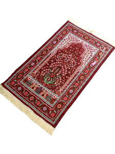 Little Flowers Prayer Mat, Red Prayer Mat with Tasbeeh, Prayer Rug, Muslim Janamaz, Namaz Rug, Musallah, Islamic Gift