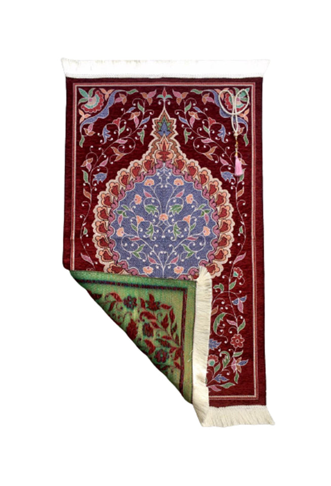 Prayer Mat | Ultra Lux Chenille Prayer Rug | Woven Sajdah | Musalla | Janamaz | Unique Islamic Gift | Red Pomegranate Prayer Mat