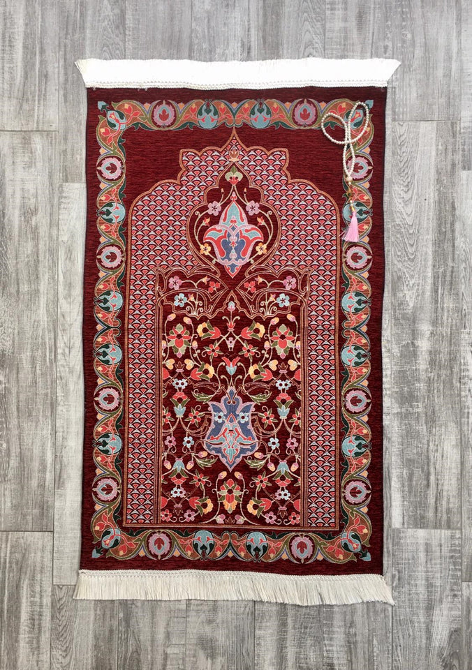 Prayer Mat | Ultra Lux Chenille Prayer Rug | Woven Sajdah | Musalla | Janamaz | Unique Islamic Gift | Red Arrow Palace Prayer Mat