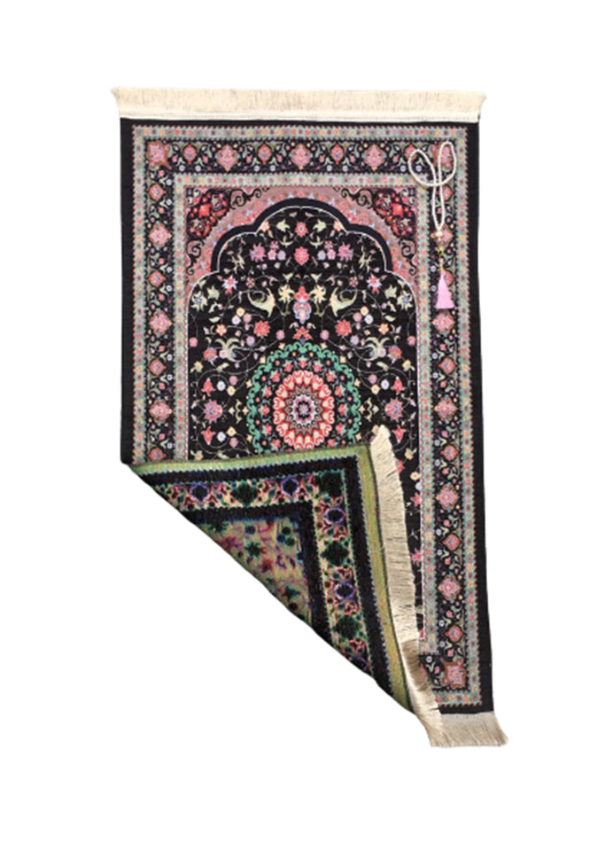 Black Flowers of Anatolia Sejadah | Lux Prayer Mat | Prayer Rug | Janamaz | Elegant | High Quality | Luxury - A Unique Islamic Gift