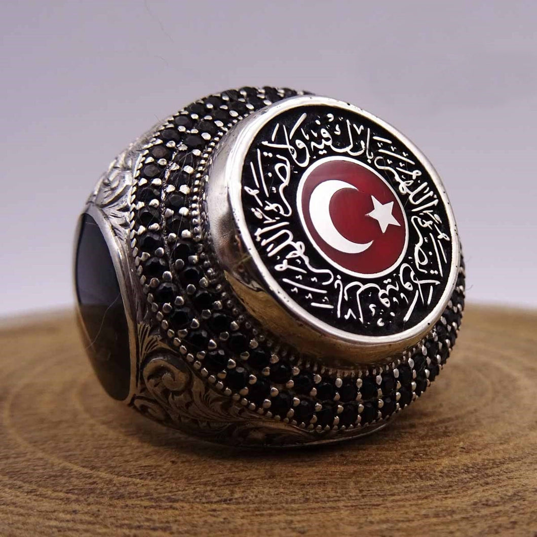 Turkish Flag Sultanate Silver Ring | Gift For Him | Personalized Gift | Custom Ring | Gift For Him | Muslim Gifts | Initials Ring