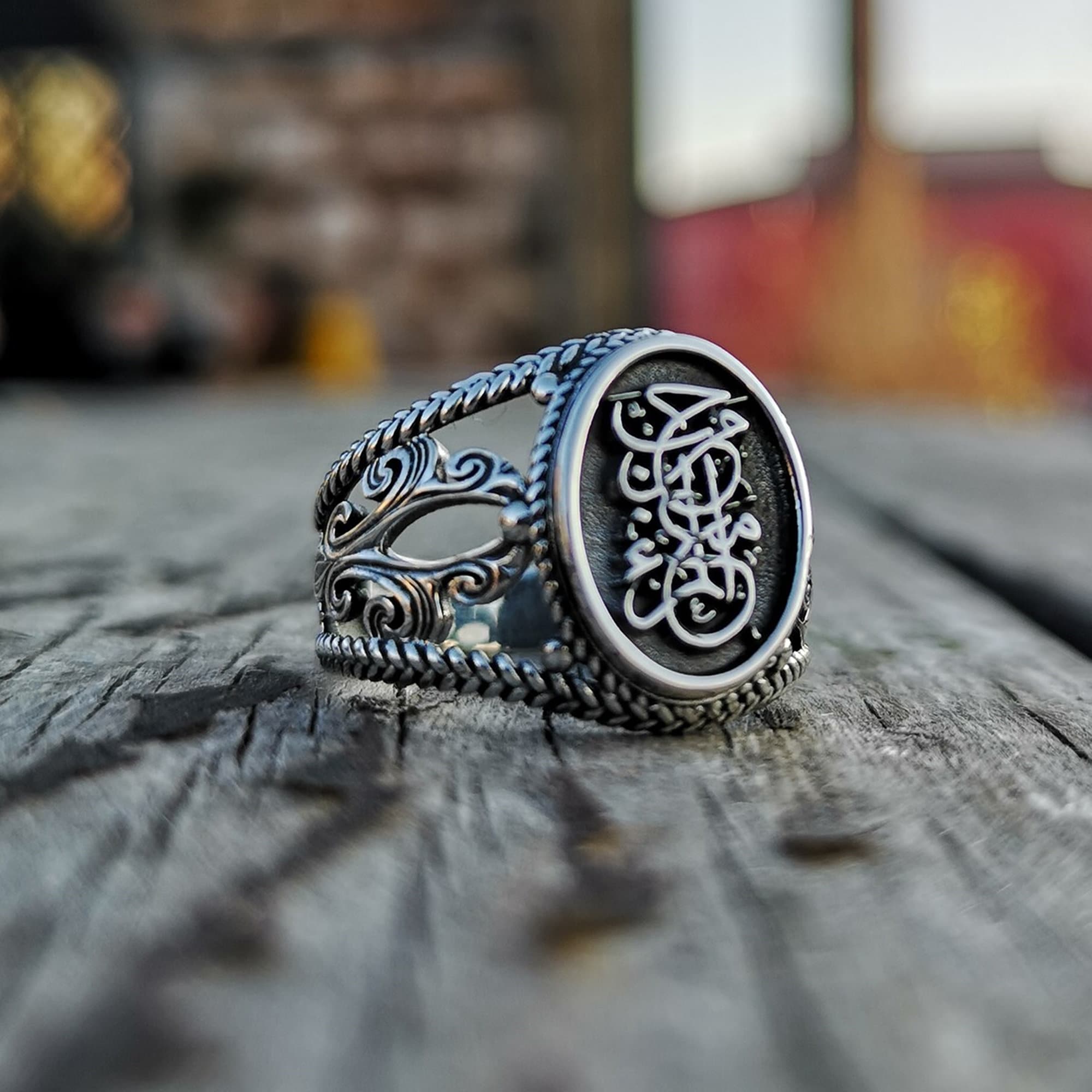 Bague en argent inscrit spécial, bague de nom arabe, bague arabe