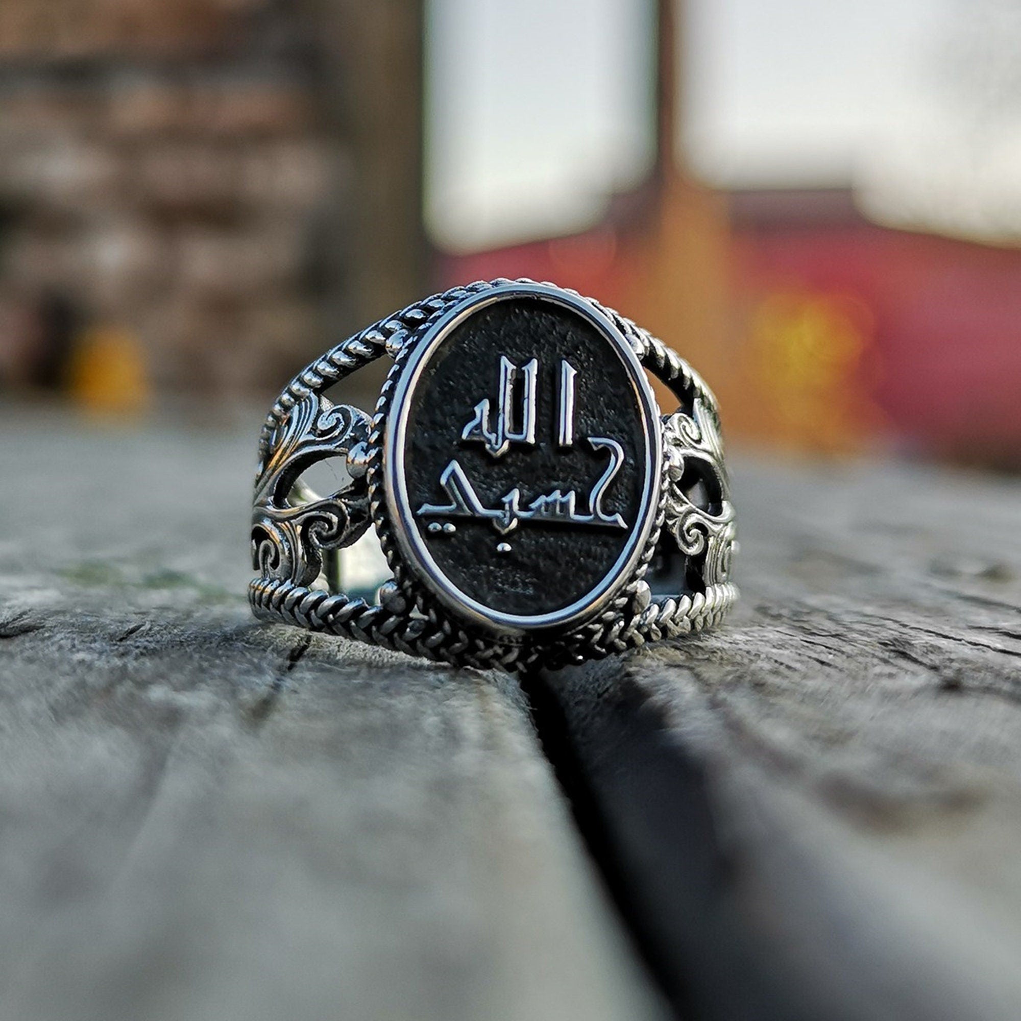 Bague en argent inscrit spécial, bague de nom arabe, bague arabe