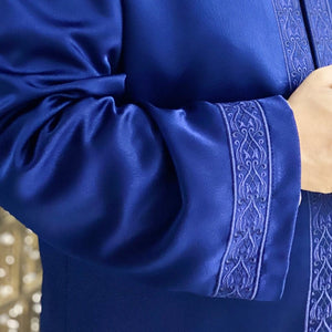S, M, L Navy Blue Thobe with Bordures, Galabiyya, Jubbah Islamic Wear, Prayer Jubbah, Gift for Him