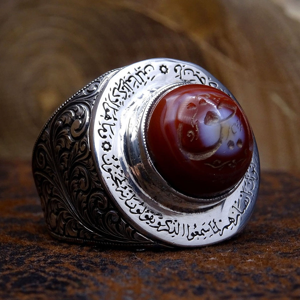 Brown Agate Silver Ring | Gift For Him | Personalized Gift | Custom Ring | Gift For Him | Ottoman | 925 Sterling Silver | Groom Gifts