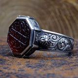 Srebrni prsten od osmerokutnog ahata | Poklon za nju | Prilagođeni prsten | Poklon za njega | Osmanlija | 925 srebra | Dainty Prstenovi | Pokloni za mladenke