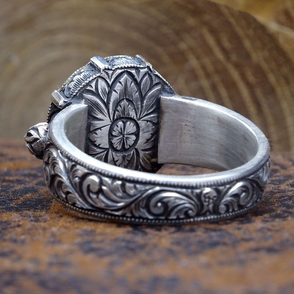 Сребрен прстен од октагон агат | Подарок за неа | Прилагодено Ringвонење | Подарок за Него | Отомански | 925 сребро | Вкусни прстени | Подароци за невеста