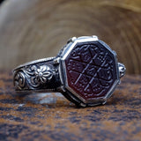 Сребрен прстен од октагон агат | Подарок за неа | Прилагодено Ringвонење | Подарок за Него | Отомански | 925 сребро | Вкусни прстени | Подароци за невеста