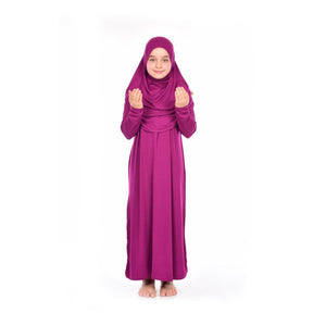 Prayer Dress Kids Abaya | Fuchsia Muslim Kids | Kid Khimar Jilbab | Kid Jalabiya | Islamic Kid Dress | Dress for Girls | Girls Prayer Dress