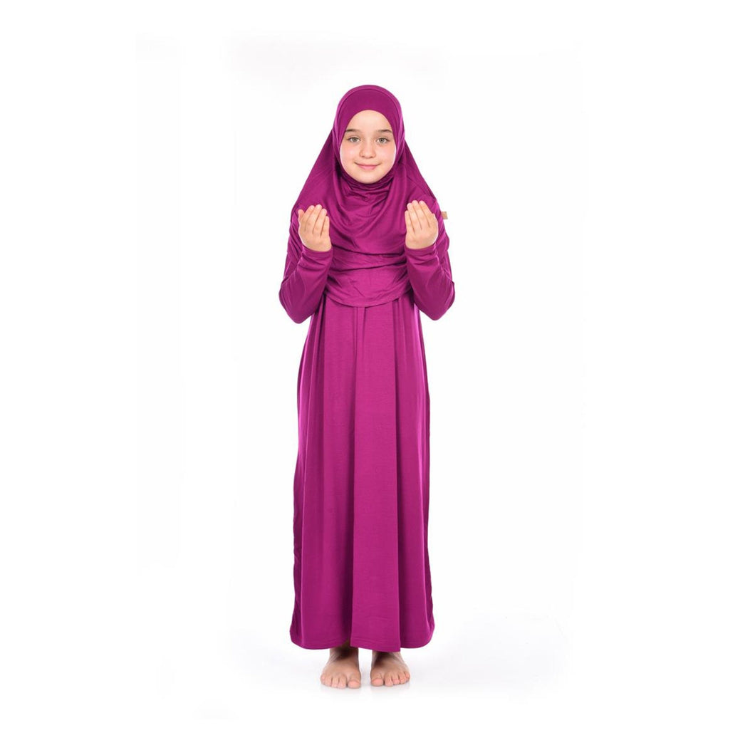 Prayer Dress Kids Abaya | Fuchsia Muslim Kids | Kid Khimar Jilbab | Kid Jalabiya | Islamic Kid Dress | Dress for Girls | Girls Prayer Dress