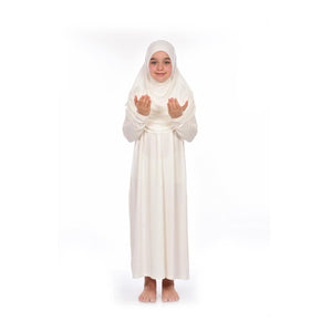 Prayer Dress Kids Abaya | Off White Muslim Kids | Kid Khimar Jilbab | Kid Jalabiya| Islamic Kid Dress | Dress for Girls | Girls Prayer Dress