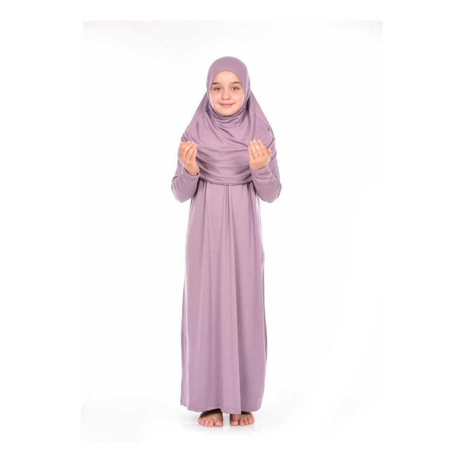 Prayer Dress Kids Abaya | Lilac  Muslim Kids| Kid Khimar Jilbab |Kid Jalabiya | Islamic Kid Dress| Dress for Girls | Girls Prayer Dress