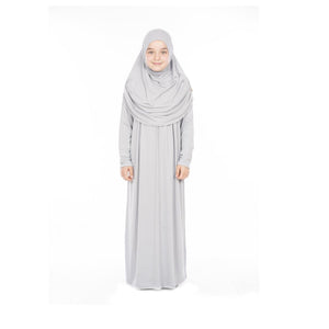 Prayer Dress Kids Abaya | Grey Muslim Kids| Kid Khimar | Kid Jilbab |Kid Jalabiya | Islamic Kid Dress| Dress for Girls | Girls Prayer Dress