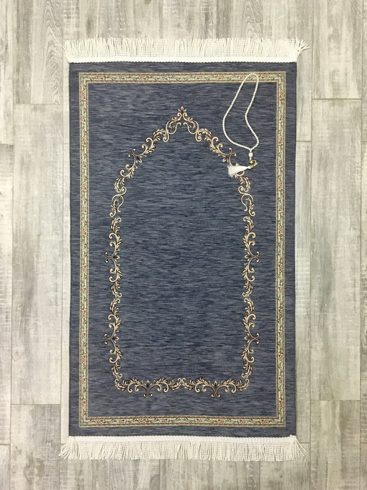 Indigo Door to Andalus Prayer Mat, Prayer Mat with Tasbeeh, Prayer Rug, Muslim Janamaz, Sajjada, Turkish Rug, Islamic Gift YSLM37