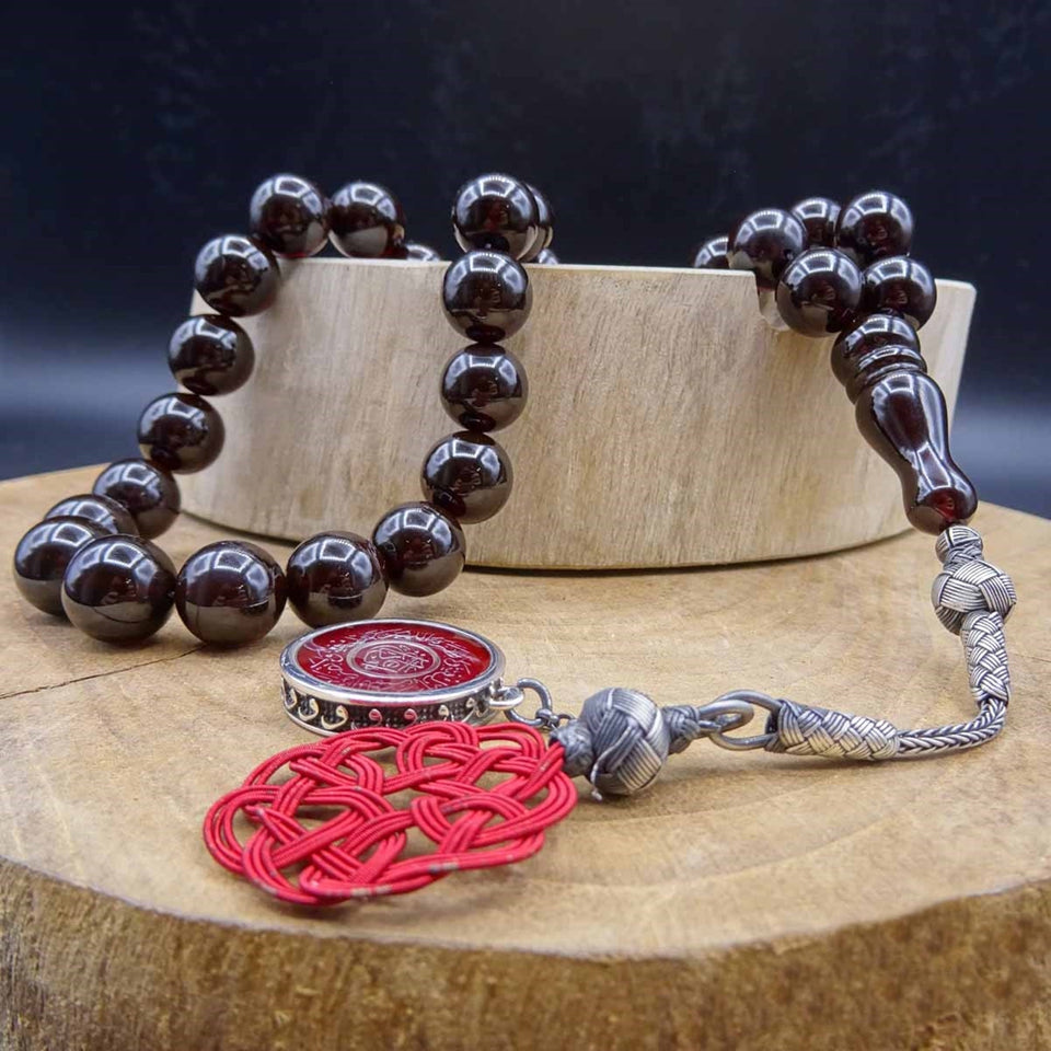 Personalized Silver 33 Beads Tasbih Amber Tasbeehs Prayer Beads Mis