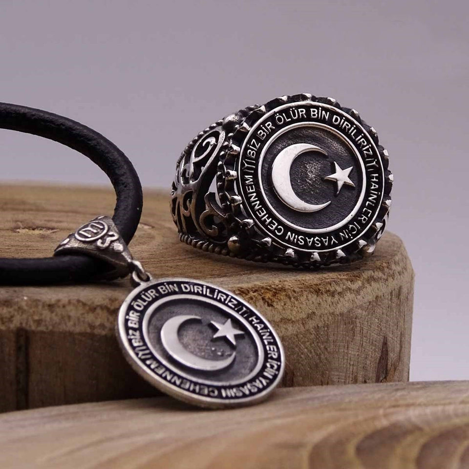 Resurrection  Silver Medallion and Ring Set, Handmade 925 Sterling Silver, Silver Jewelry for Men, Silver Pendant, Gift for Him, Silver Gift