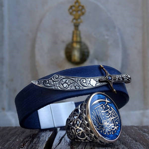 Sword Themed Silver Bracelet and Ring Set, Handmade 925 Sterling Silver, Silver Jewelry for Men, Silver Bracelet, Gift for Him, Ramadan Gift