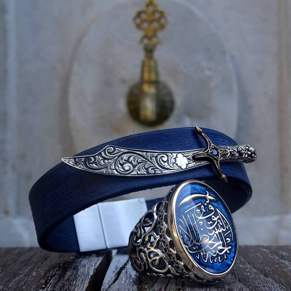 Sword Themed Silver Bracelet and Ring Set, Handmade 925 Sterling Silver, Silver Jewelry for Men, Silver Bracelet, Gift for Him, Ramadan Gift
