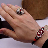 Sultanate Turkish Flag Silver Bracelet and Ring Set, Sterling Silver, Silver Jewelry for Men, Silver Bracelet, Gift for Him, Ramadan Gift