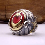Sultanate Turkish Flag Silver Bracelet and Ring Set, Sterling Silver, Silver Jewelry for Men, Silver Bracelet, Gift for Him, Ramadan Gift