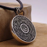 Double Sided Circle Medallion, Handmade 925 Sterling Silver Medallion, Necklace, Silver Pendant , Embroidered Jewelry, Gift for Muslim