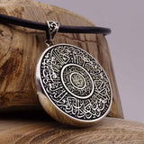 Colored Double Sided Circle Medallion, Silver Medallion, Necklace, Silver Pendant , Embroidered Jewelry, Gift for Muslim