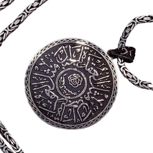 Custom Name Necklace, Handmade Silver Medallion, Ottoman Calligraphy Necklace, Silver Necklace, Islamic Necklace, Muslim Gift, Gift for Her